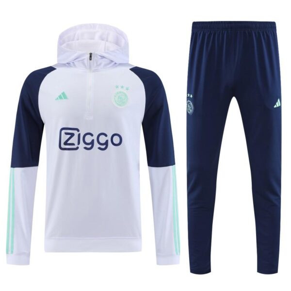 23/24 Ajax White Hoodie Full Zipper Jacket+Pants - Image 12