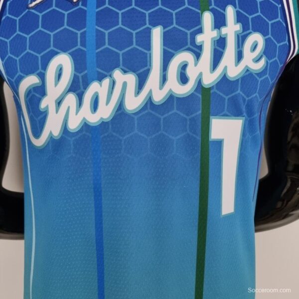 2022 BALL#1 Charlotte Hornets City Edition Blue NBA Jersey - Image 8