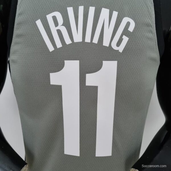 75th Anniversary Irving #11 Brooklyn Nets City Edition Gray NBA Jersey - Image 2