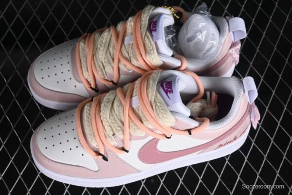 Nike Court Borough Rose Pink Customized  Non-Slip Wear-Resistant Low-Top Sneakers - Image 7