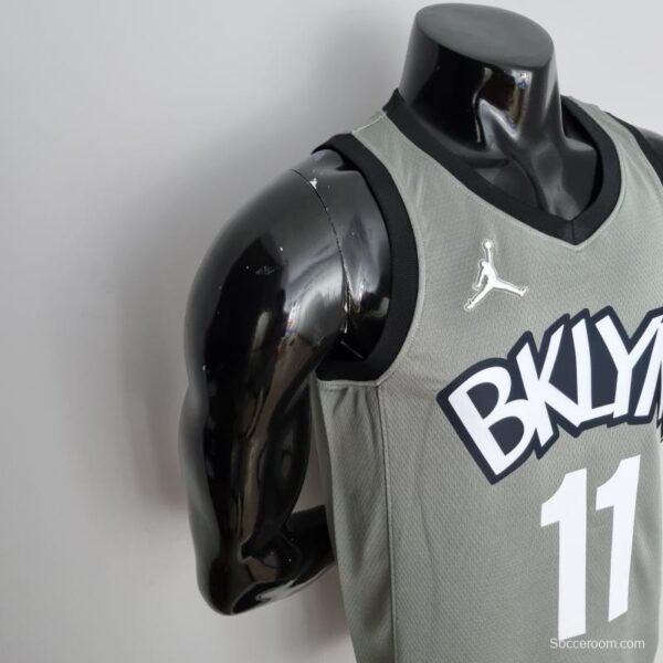 75th Anniversary Irving #11 Brooklyn Nets City Edition Gray NBA Jersey - Image 6