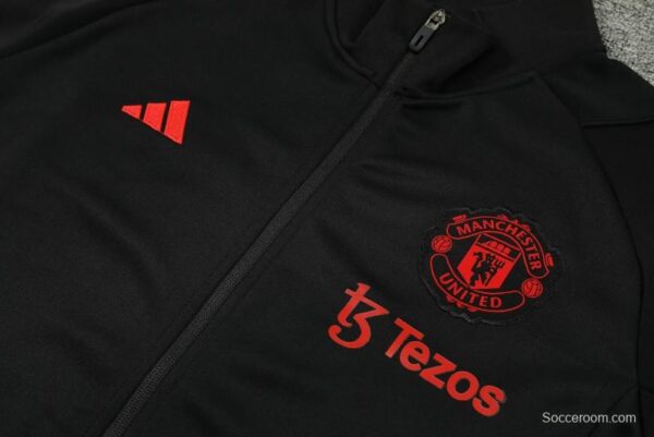 23/24 Manchester United Black Full Zipper Jacket+Pants - Image 2
