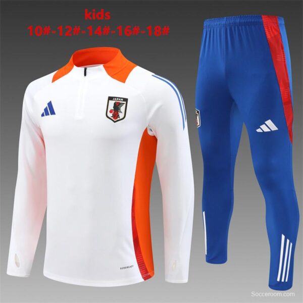 2024 Kids Japan White Half Zipper Jacket+Long Pants