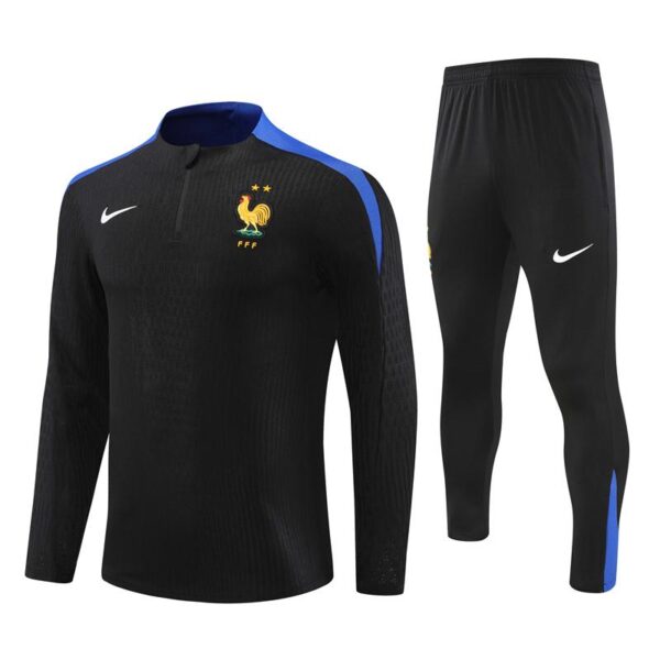 Player Version 2024 France Black Half Zipper Jacket+Long Pants - Image 16