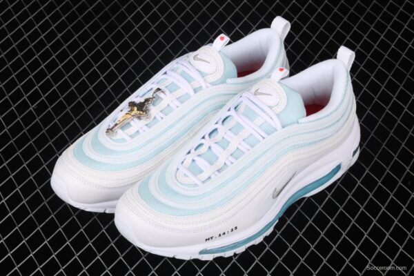 Mschf x Inri Air Max 97 Jesus Shoes holy water white ice blue gray black bullet running shoes - Image 9