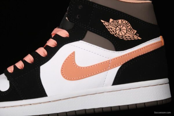 Air Jordan 1 Mid black pink peach goddess festival basketball shoes DH0210-100 - Image 7