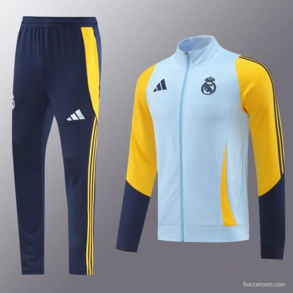 24/25 Real Madrid Light Blue/Yellow Full Zipper Jacket +Long Pants - Image 21