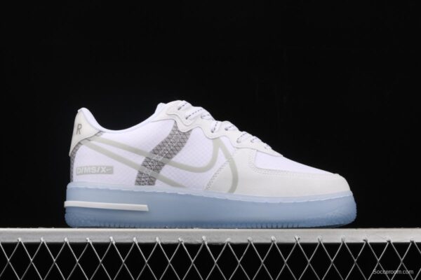 NIKE Air Force 1 React QS Light Bone Analysis of Ice Blue low Upper Board shoes CQ8879-100 - Image 18