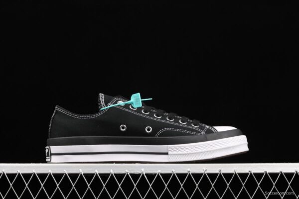 Fragment x Moncler x Converse 1970 S Fujiwara Hiroshi Fujiwara Lightning co-signed Chen Weiting with the same style collision graffiti classic low-top canvas shoes 169069C - Image 15
