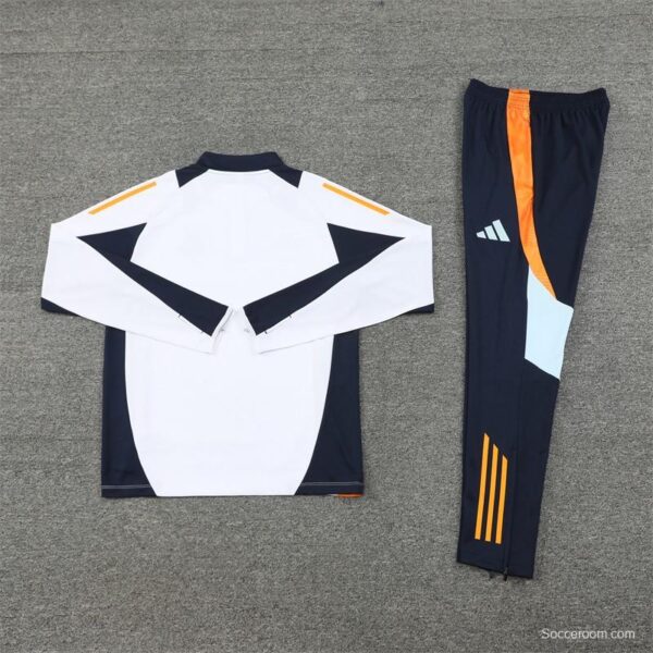 24/25 Kids Real Madrid White Half Zipper Jacket+Long Pants - Image 8
