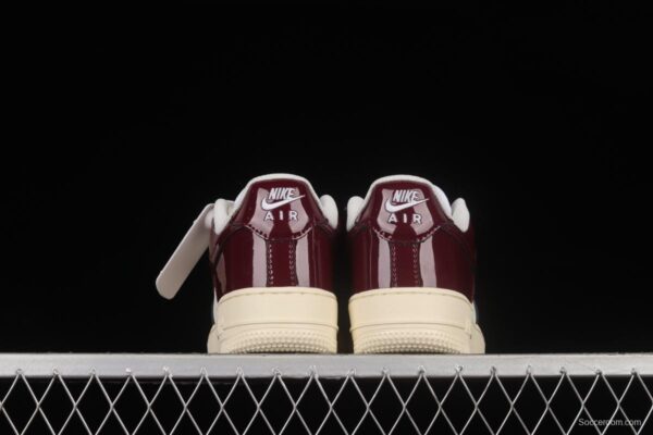 NIKE Air Force 1'07 Low white wine red patent leather low-top casual sneakers DQ8583-100 - Image 13