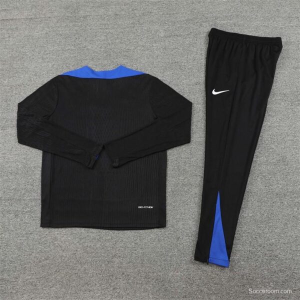 Player Version 2024 France Black Half Zipper Jacket+Long Pants - Image 13