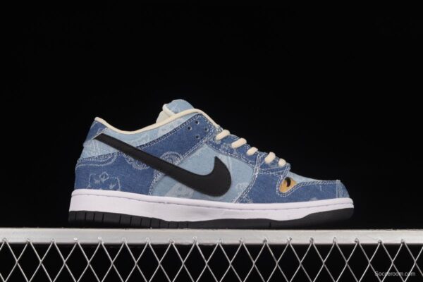 Circlecustom x NIKE DUNK Low co-branded custom cashew denim low-top skateboard shoes BQ6817-168 - Image 15