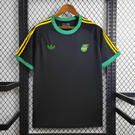 2024 Jamaica Adicolor Classics 3 Stripes Black T-Shirt