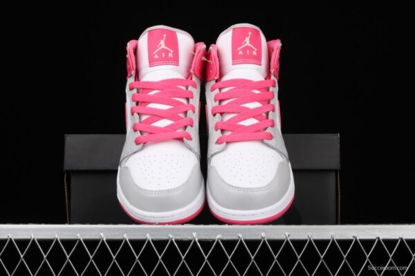 Air Jordan 1 Mid GS Silver Powder Zhongbang Basketball shoes 555112-109 - Image 12