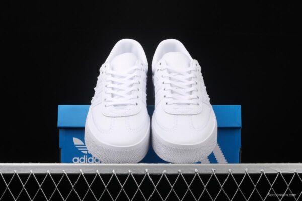 Adidas Sambarose W FV7420 clover retro head layer all white lace thick soles raised board shoes - Image 10