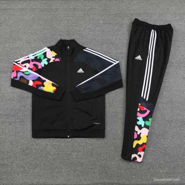 2023 Adidas Black Full Zipper Jacket With Colorful Sleeve+Pants - Image 11
