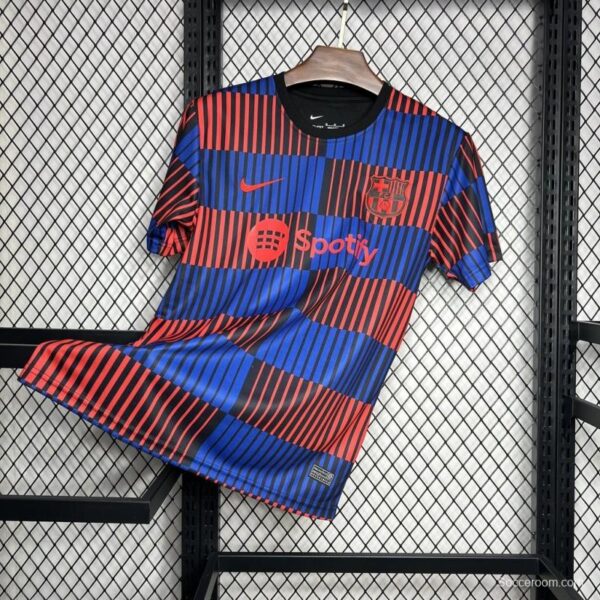 24/25 Barcelona Pre-Match Red/Blue Stripe Jersey - Image 2