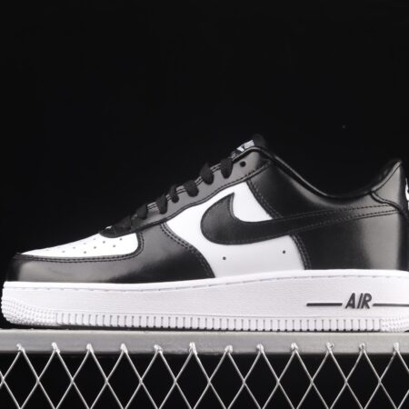 NIKE Air Force 1x07 Low black and white lacquered leather low-top casual board shoes AQ4134-100