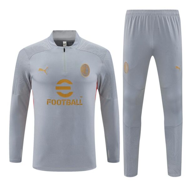 24/25 AC Milan Grey Half Zipper Jacket+Long Pants - Image 20