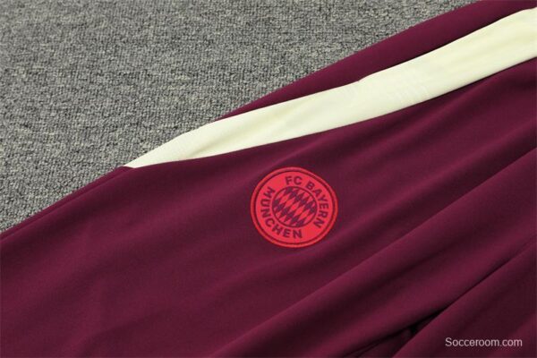 24/25 Bayern Munich Wine Half Zipper Jacket+Long Pants - Image 6