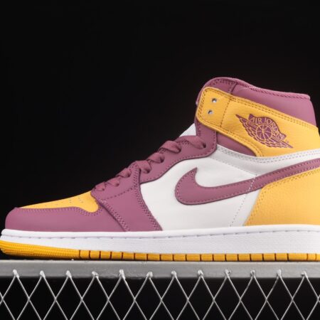 Air Jordan 1 High white-purple-yellow high-top basketball shoes 555088-706