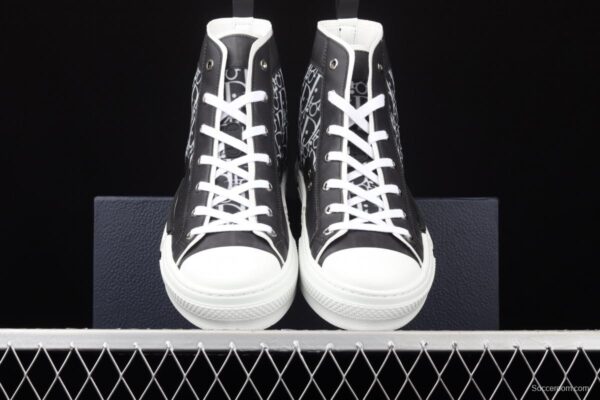 Authentic Dior B23 Oblique High Top Sneakers Dior CD ghosting high upper board shoes 3SH118YJR 063 Black - Image 13