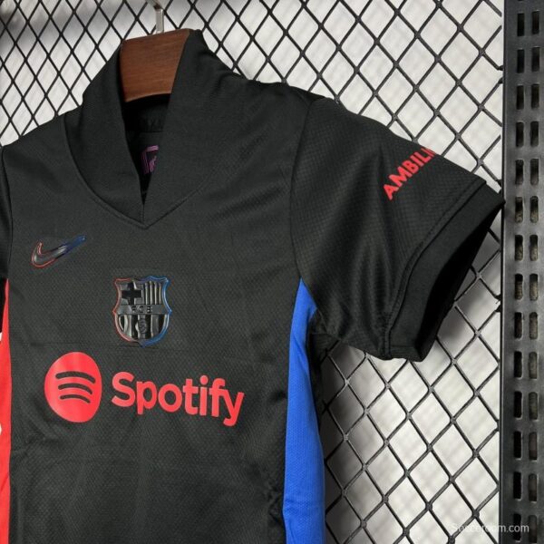 24/25 Kids Barcelona Away Black Jersey - Image 3