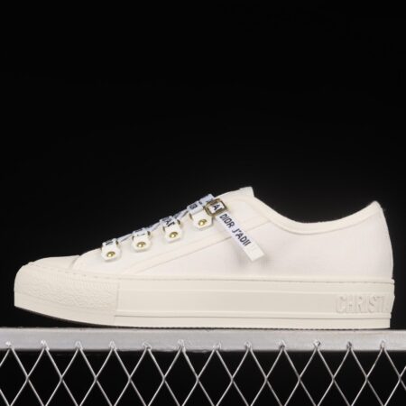 Dior Walk'n Dior 21s embroidery series 3D canvas low upper shoes KCH369STCS900White