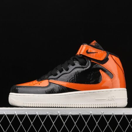 NIKE Air Force 11607 Mid in the help / retractor lacquered leather black orange 804609-188