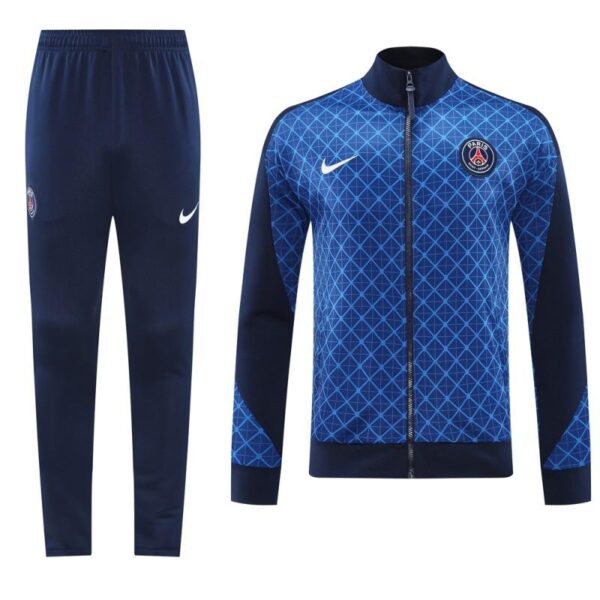 24/25 PSG Blue Grid Pattern Full Zipper Jacket +Long Pants - Image 17
