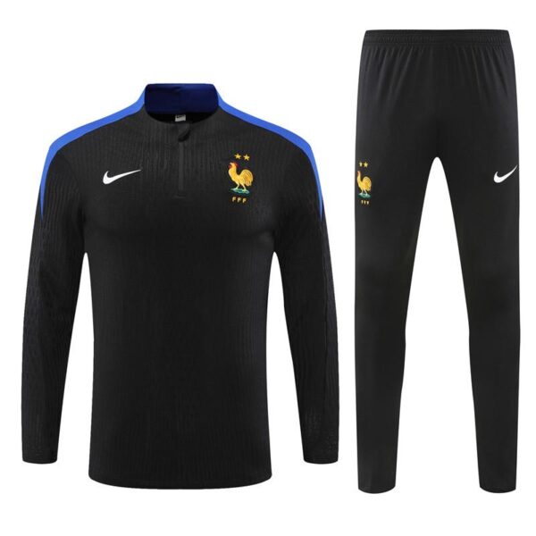 Player Version 2024 France Black Half Zipper Jacket+Long Pants - Image 18