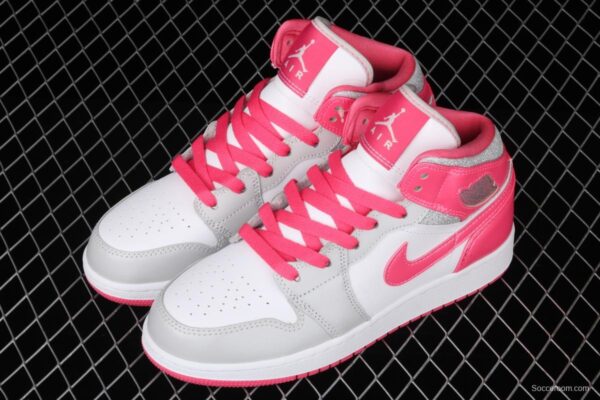 Air Jordan 1 Mid GS Silver Powder Zhongbang Basketball shoes 555112-109 - Image 10