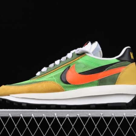 Sacai x NIKE LVD Waffle Daybreak co-signed catwalk style net gauze leather splicing double hook Swoosh running shoes BV0073-300