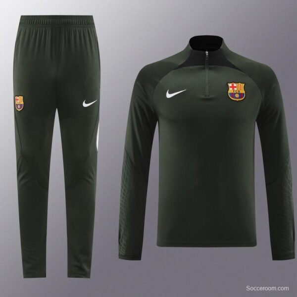 23/24 Barcelona Dark Green Half Zipper Jacket+Pants - Image 9