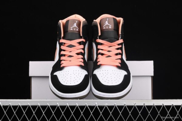 Air Jordan 1 Mid black pink peach goddess festival basketball shoes DH0210-100 - Image 12
