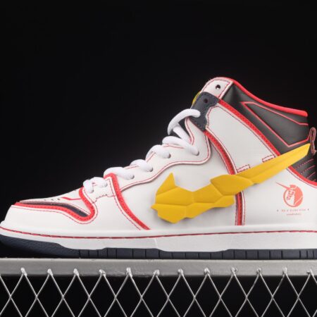 Gundam x NIKE SB DUNK High Project Unicorm-Rx-0 white, red and yellow Gouda co-signed unicorn Velcro DH7717-100