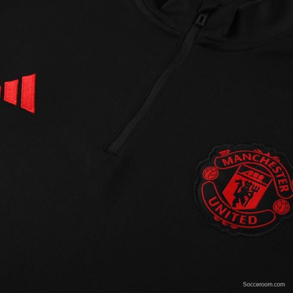 23/24 Manchester United Black Half Zipper Jacket+Pants - Image 16