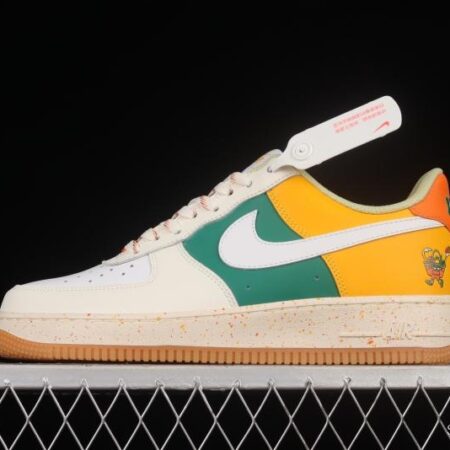 NIKE Air Force 1'07 Lx white, yellow and green color matching low-top sneakers DQ5085-111