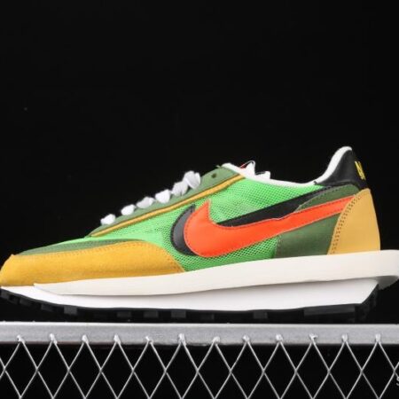 Sacai x NIKE LVD Waffle Daybreak co-signed catwalk style net gauze leather splicing double hook Swoosh running shoes BV0073-300