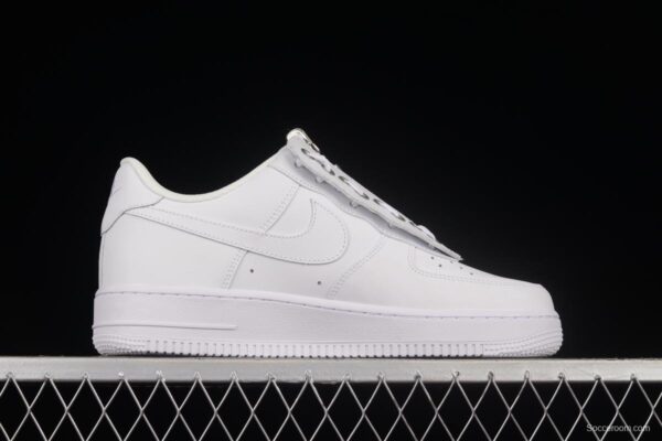 NIKE Air Force 1'07 Low Shroud zipper all white low-top casual sneakers DC8875-100 - Image 15