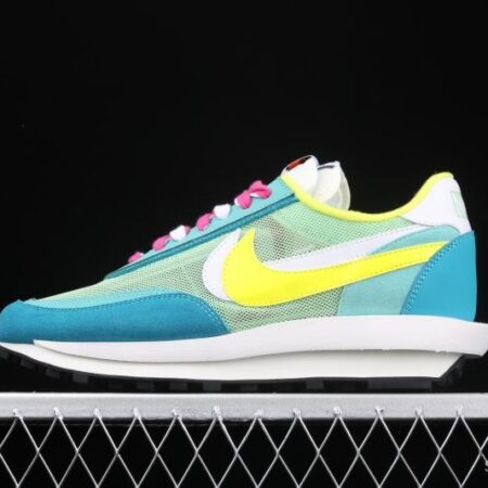 Sacai x NIKE LVD Waffle Daybreak co-signed catwalk style net gauze leather splicing double hook Swoosh running shoes BV0073-600