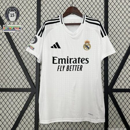 24/25 Real Madrid Home Jersey With 15 Trophy Patch