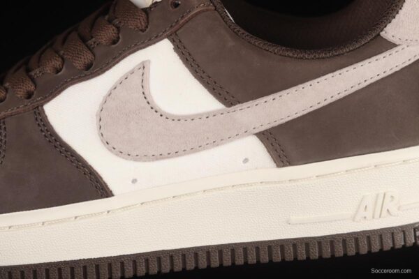 NIKE Air Force 1o07 Low white mocha sail leather spliced low-top casual board shoes NT9988-818 - Image 7