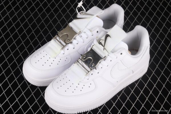 NIKE Air Force 1x07 Low metal silver hook low-top casual board shoes 315122-111, - Image 10