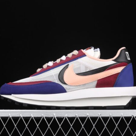 Sacai x NIKE LVD Waffle Daybreak co-signed catwalk style net gauze leather splicing double hook Swoosh running shoes BV0073-700