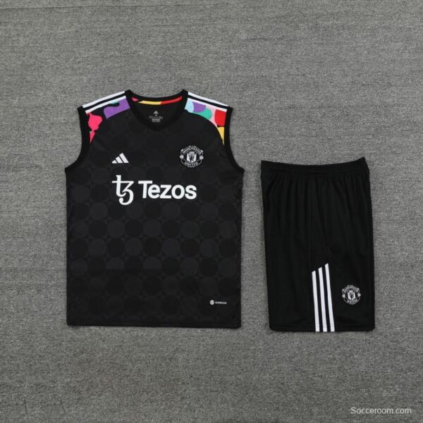 24/25 Manchester United Black Vest Jeresy+Shorts - Image 10