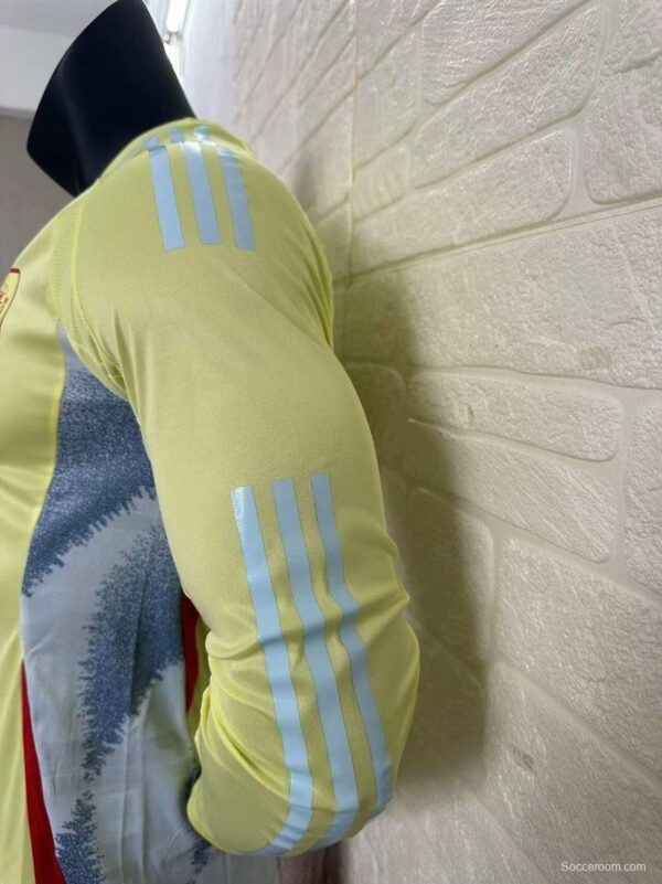 Player Version 2024 Spain Away Yellow Long Sleeve Jersey - Image 12