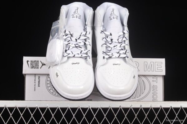 Air Jordan 1 Mid GS Schematic White Graffiti Zhongbang Basketball Shoes DQ1864-100 - Image 12