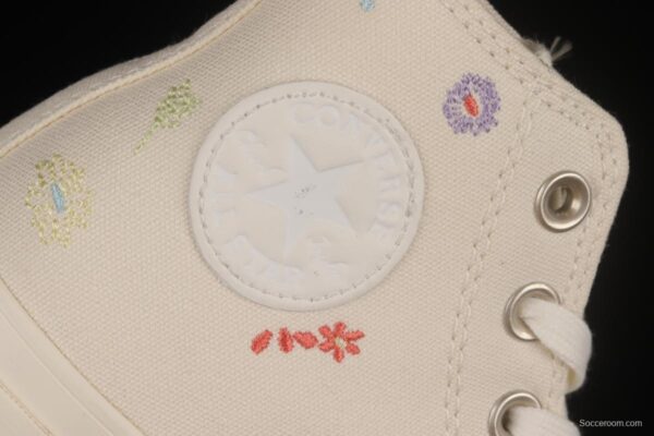 Converse All Star Lift Embroidered Flowers Platform Shoes A01586C - Image 5